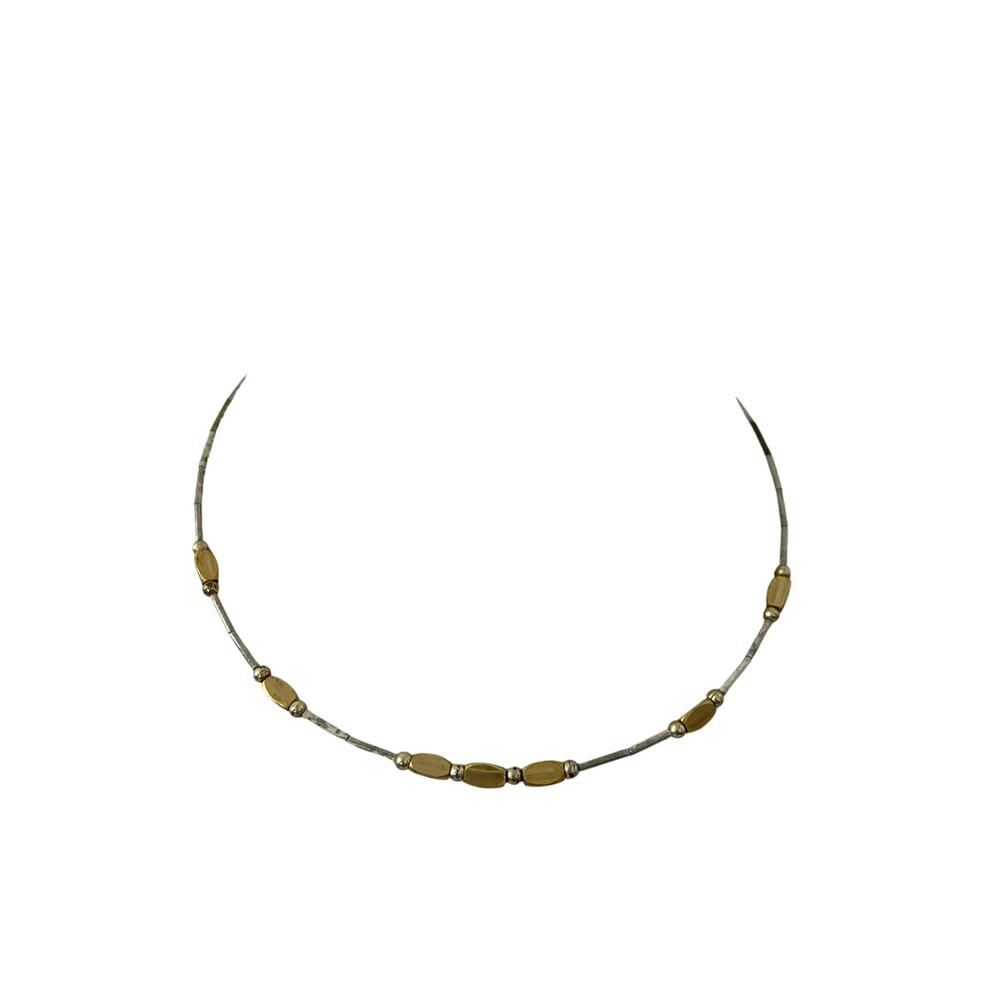 gold and silver bead necklace